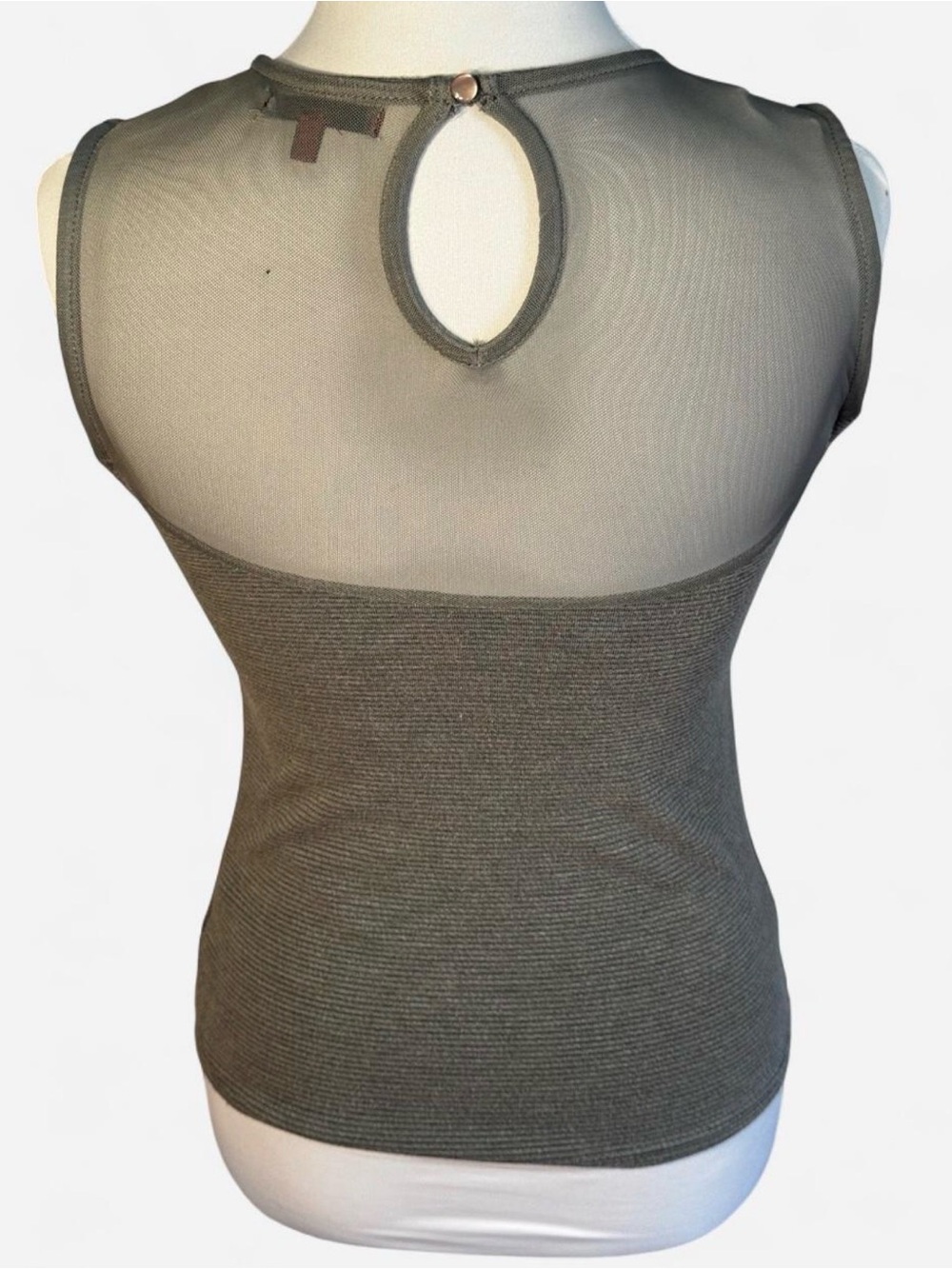 BKE Grey Mesh-Insert Ribbed Tank Top - Picture 2 of 5